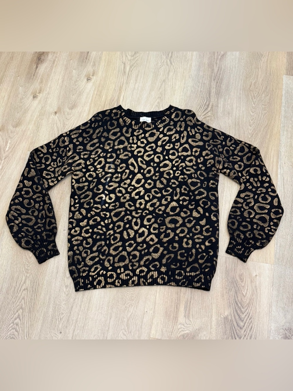 NWT 143 Story by Line Up Black & Gold Leopard Print Sweater